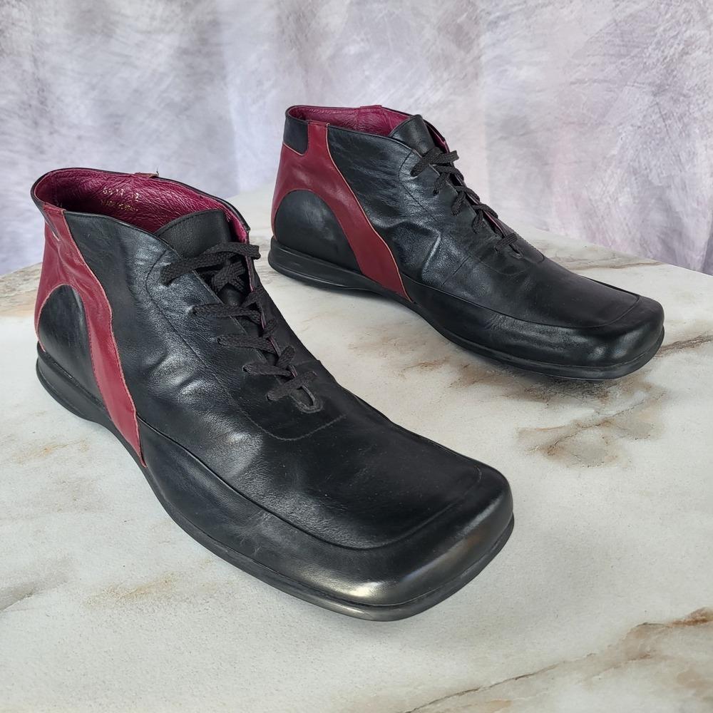 Bruno Bossi by Grancai Square Toe Lace Up Boots Black Size 12 Men's Red/Black